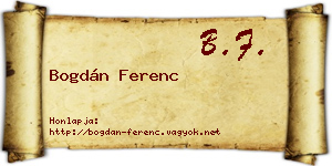 Bogdán Ferenc névjegykártya