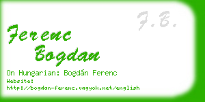 ferenc bogdan business card
