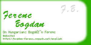 ferenc bogdan business card